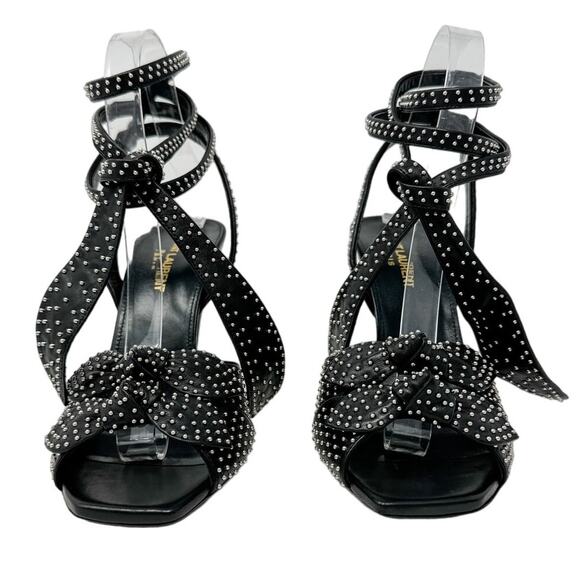 Saint Laurent KiKi 100 Micro Studded High Heel Ankle Wrap Sandals size 38.5 US8 - Picture 5 of 15
